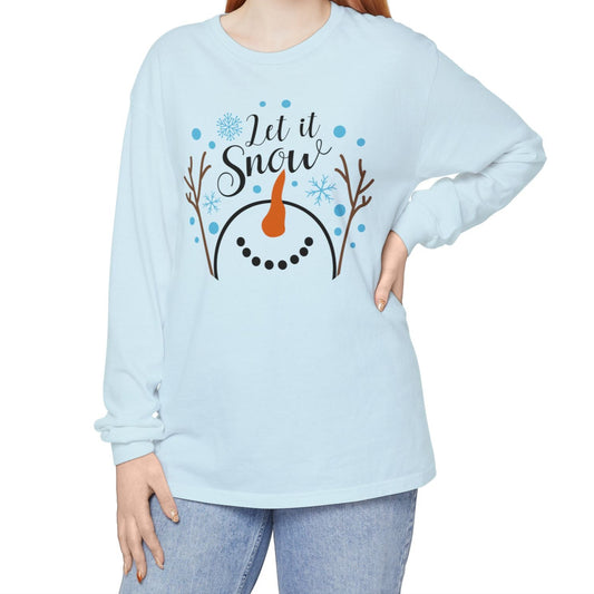 Snow Theme Long Sleeve T-Shirt - Let it Snow Design