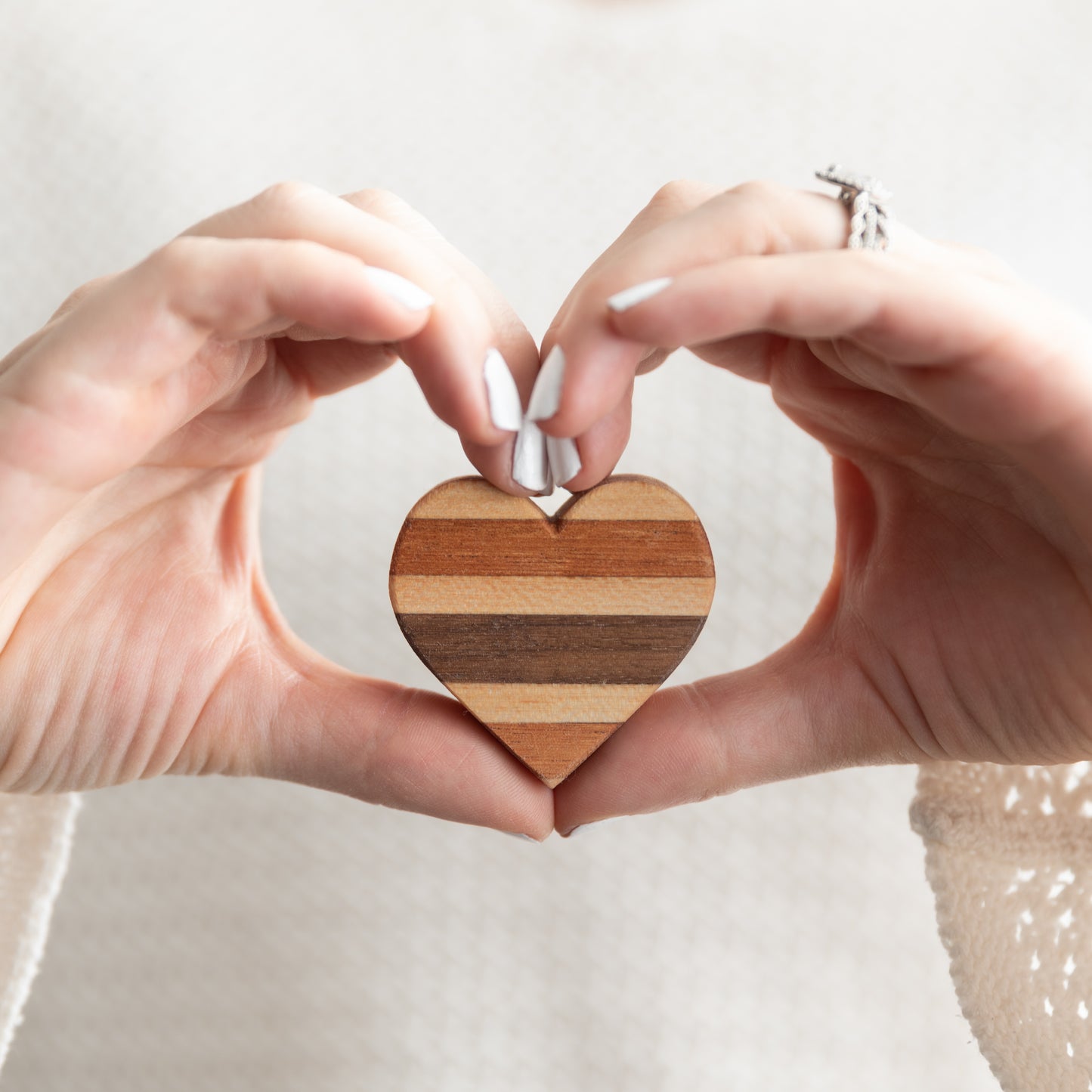 Colorful Hand Carved Wooden Hearts