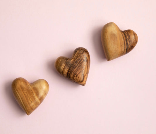 NEW!!!  Authentic Gorgeous Olive Wood Prayer & Comfort Hearts 2"