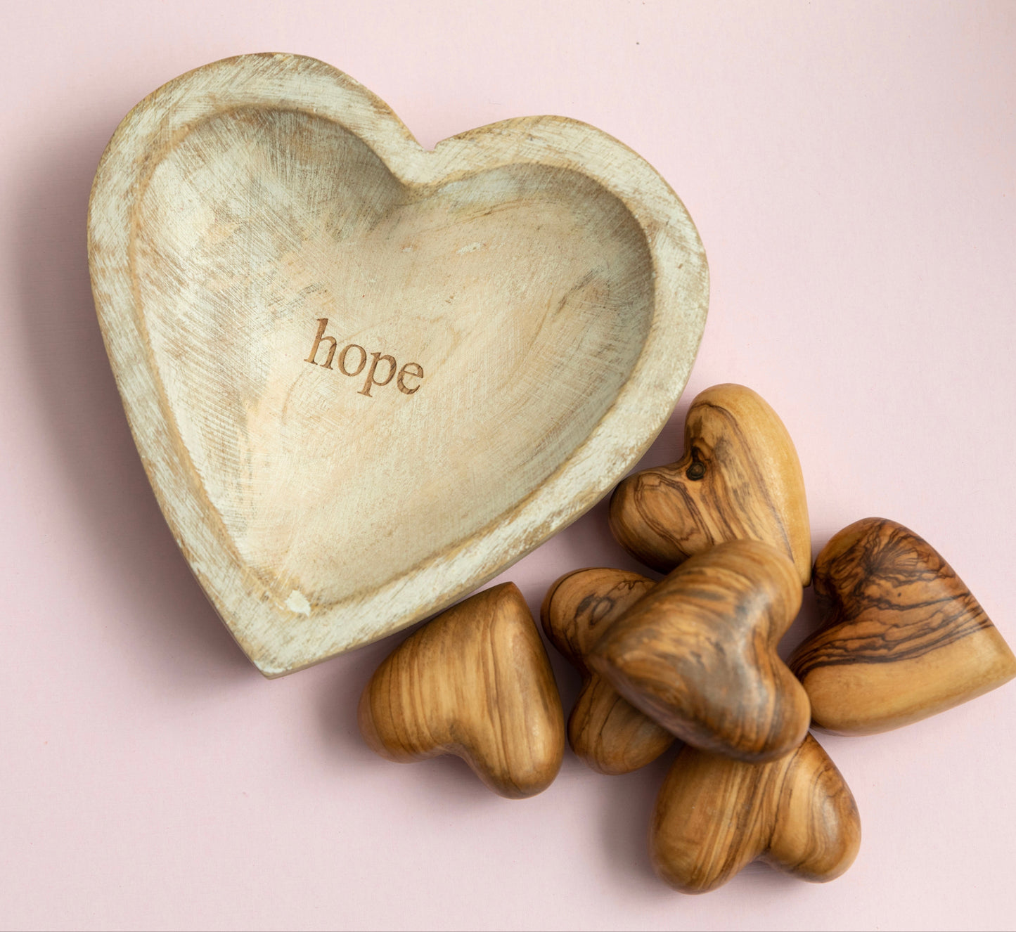 Wood Heart Shape Bowl - 6"