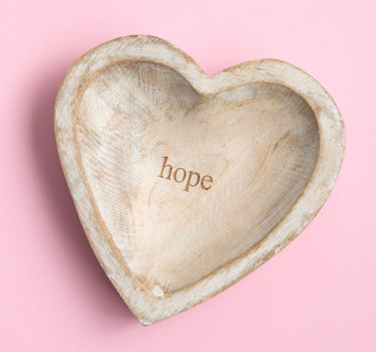 Wood Heart Shape Bowl - 6"