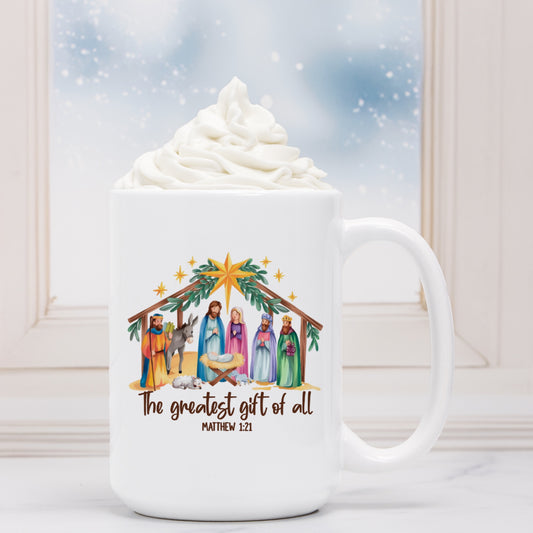 Christmas Scene Deluxe Ceramic Mug 15oz