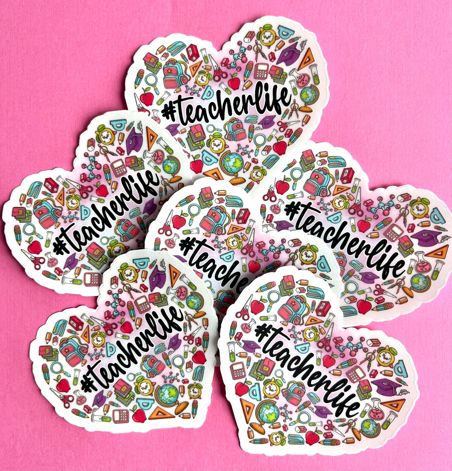 Teacher Life Heart Clear Vinyl Sticker 3"