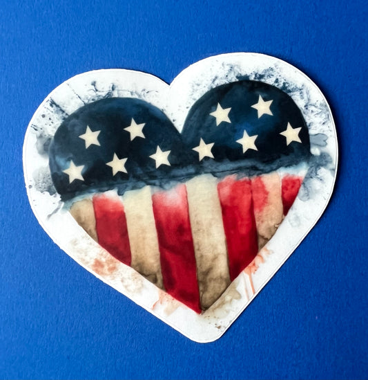 American Flag Heart Clear Vinyl Sticker 3"